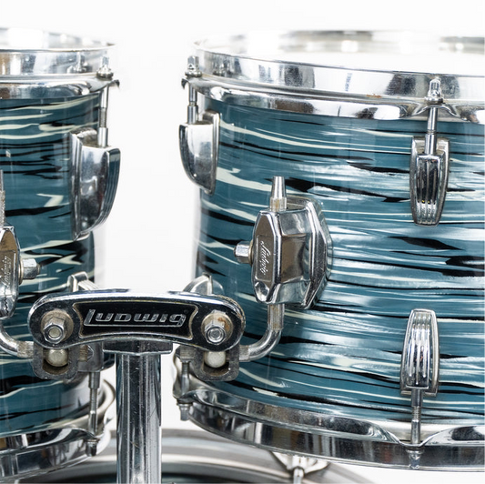 Ludwig 1976 „Big Beat / Hollywood“ 4-teiliges Set in „Bowling Ball“ Blue Oyster