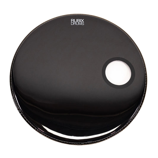 Aquarian Small Offset Port GLOSS BLACK Resonant Bass Drum Head - SMPTCC