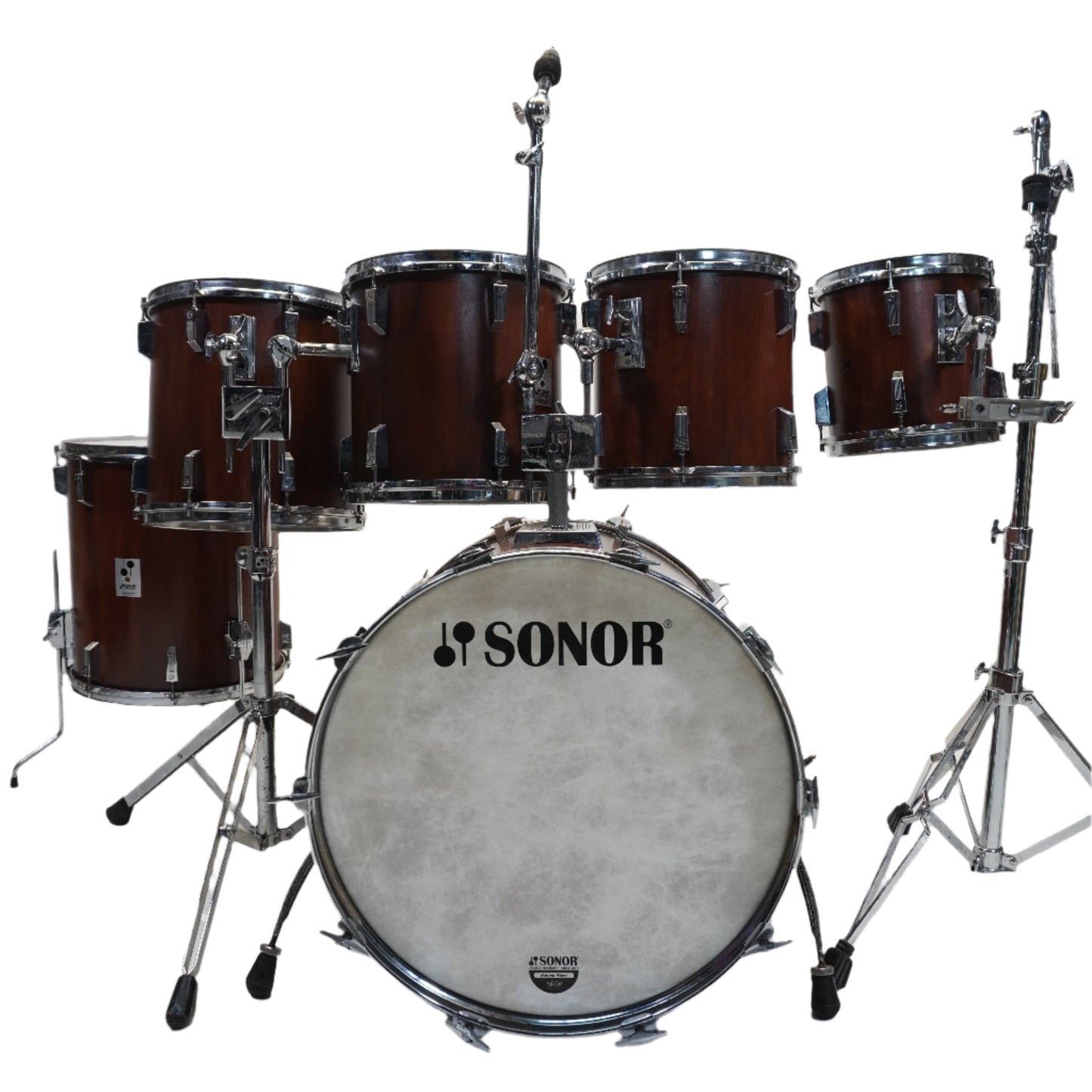SONOR PHONIC PLUS 6-PIECE DRUM KIT IN SATIN MAHOGANY STAIN
