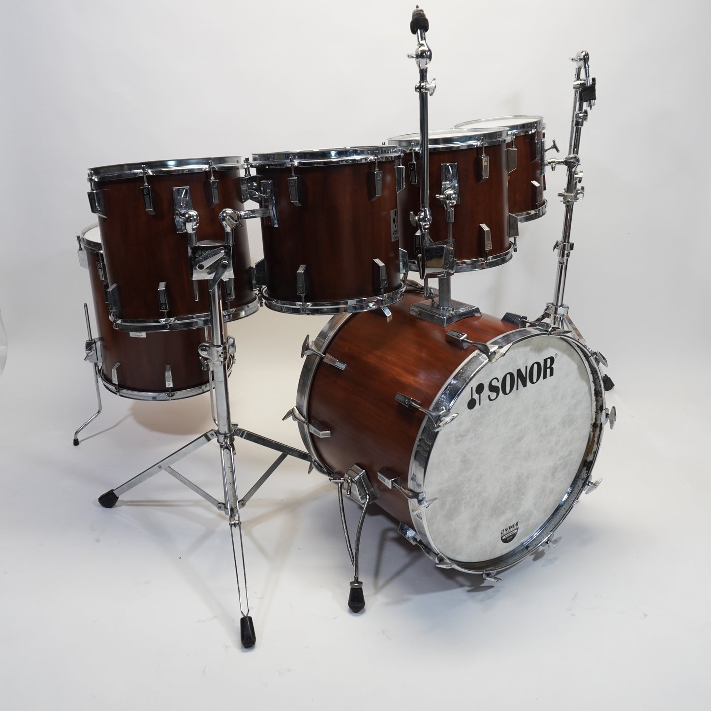 SONOR PHONIC PLUS 6-PIECE DRUM KIT IN SATIN MAHOGANY STAIN