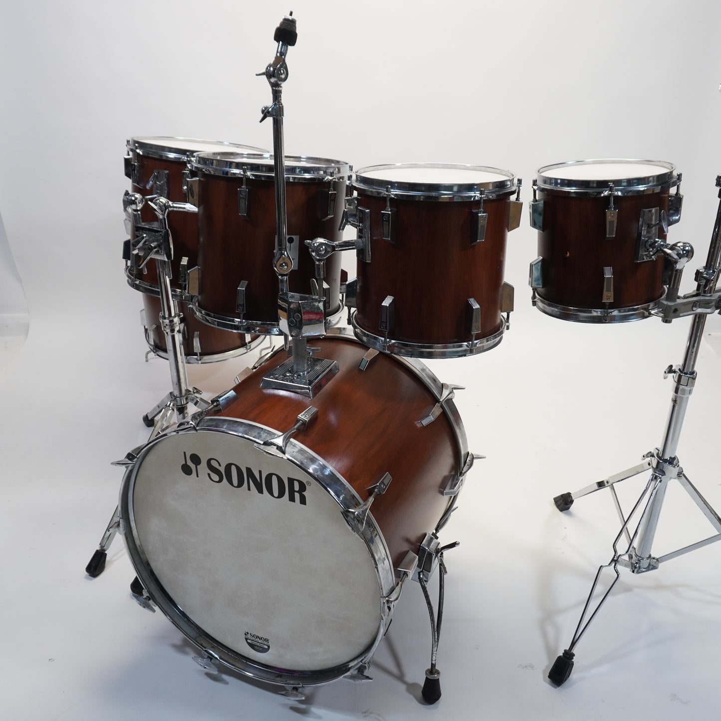 SONOR PHONIC PLUS 6-PIECE DRUM KIT IN SATIN MAHOGANY STAIN