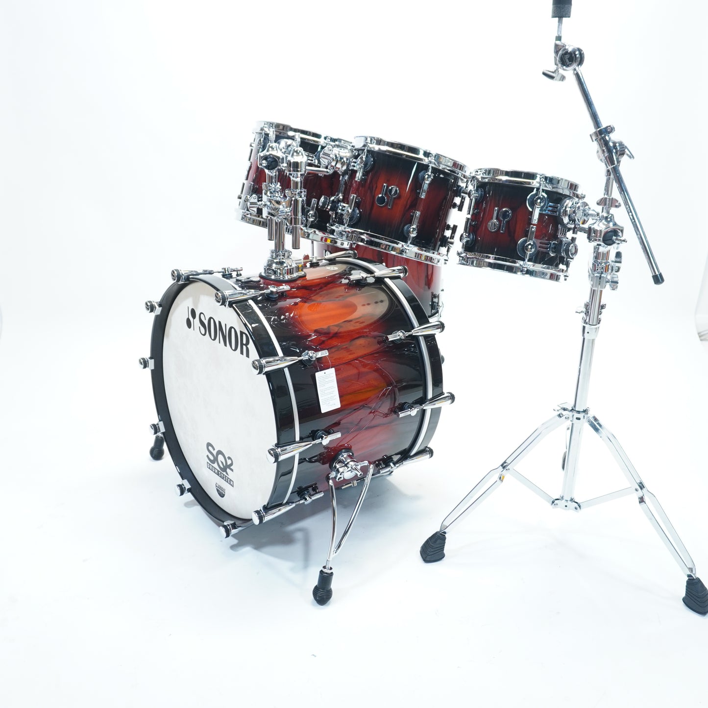 Sonor - SQ2 Medium Birch Shell Pack in Black to Red Burst over African Marble Finish - 22/8/10/12/16
