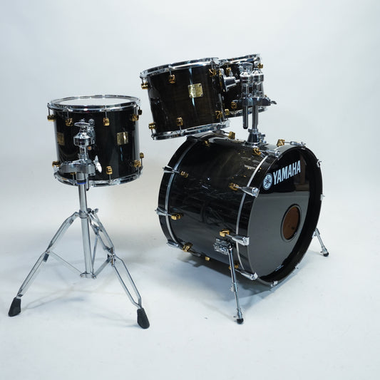 YAMAHA MAPLE CUSTOM 4-PIECE SHELL SET 22/10/12/14 IN BLACK LACQUER