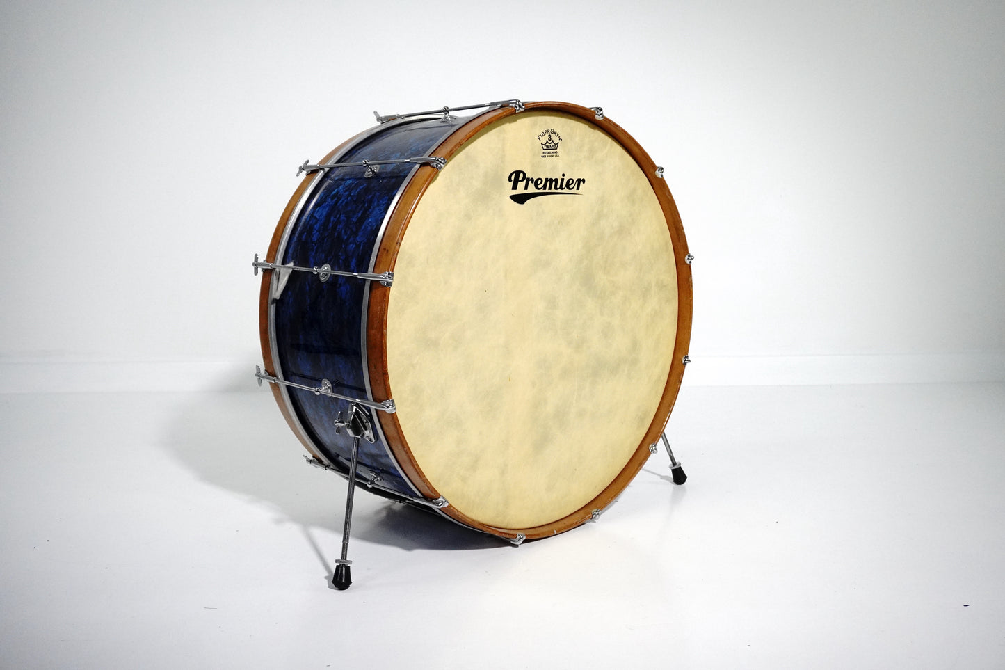 Vintage 1930s Premier 28×12 Marching Bass Drum in Blue Pearl