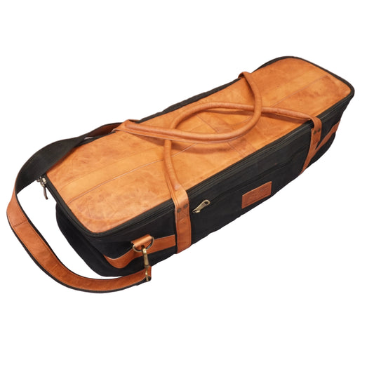 ZYN Luxury Canvas & Leather Hardware Bag - Black