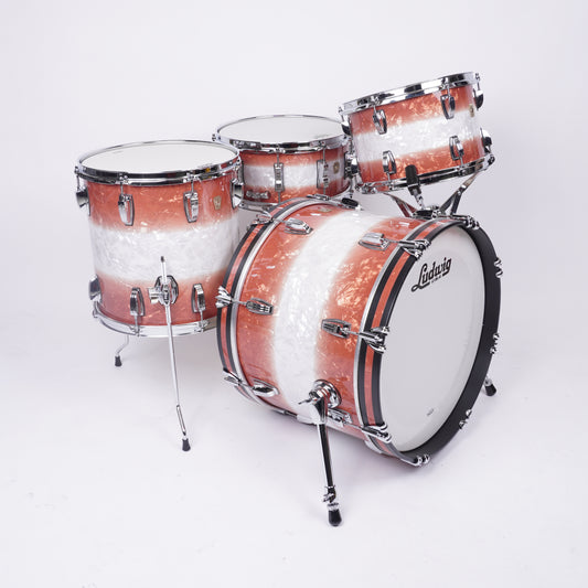 LUDWIG CLASSIC MAPLE DOWNBEAT IN EXCLUSIVE FIRE BURST DESIGNED FOR STEVE MAXWELL 20/12/14/14X6.5 DRUM KIT