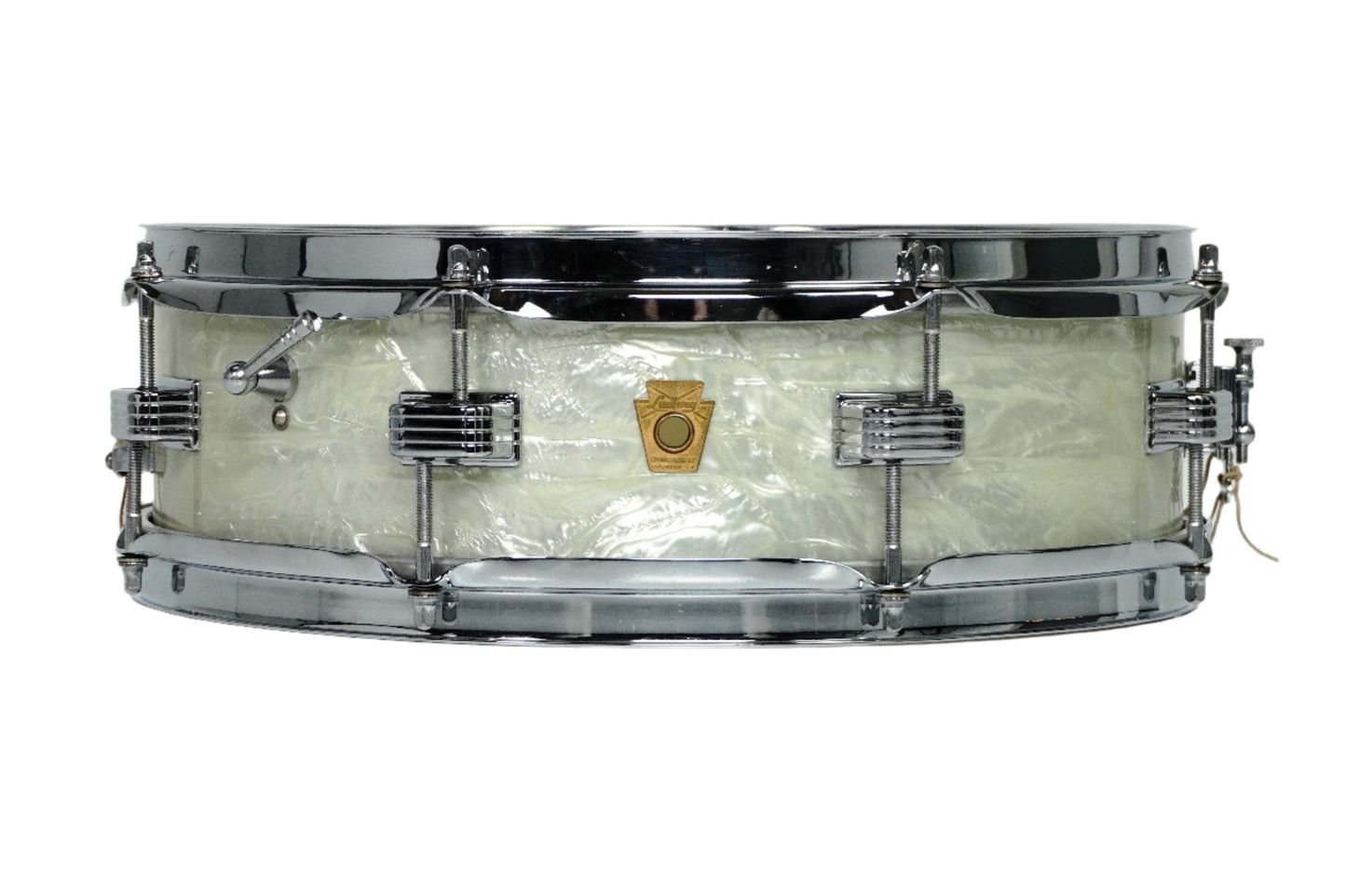 Ludwig 14" x 4" Down Beat Snare Drum in White Marine Pearl 1965