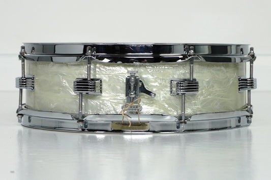 Ludwig 14" x 4" Down Beat Snare Drum in White Marine Pearl 1965