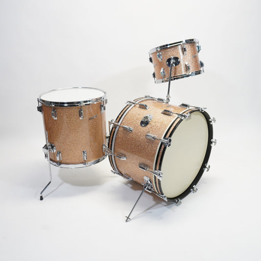 VINTAGE ROGERS FULLERTON 3-PIECE SHELL PACK 22/13/16 IN CHAMPAGNE SPARKLE