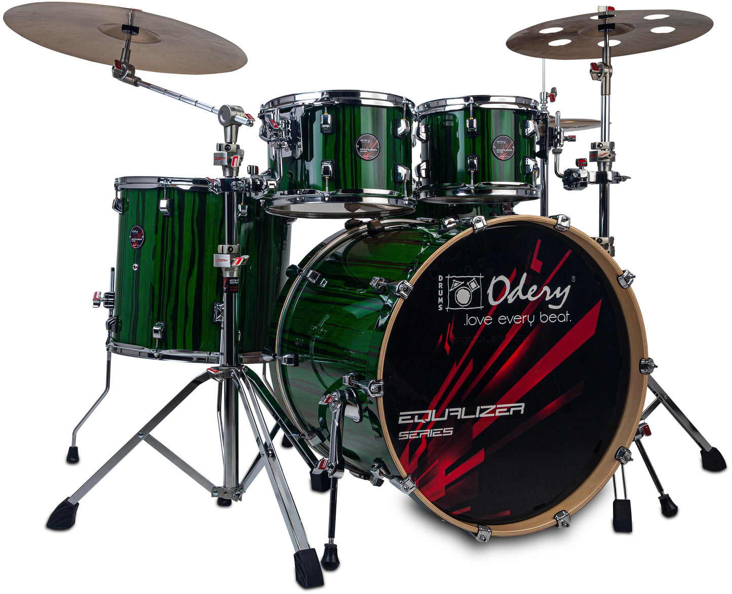 Odery - Equalizer Lacquer Series Drum Kit 22/10/12/14/16 in Emerald Green Trees + Hardware