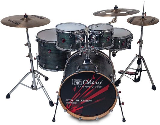 Odery - Equalizer Wrap Series Drum Kit 22/10/12/14/16 in Dark Green Ocean + Hardware