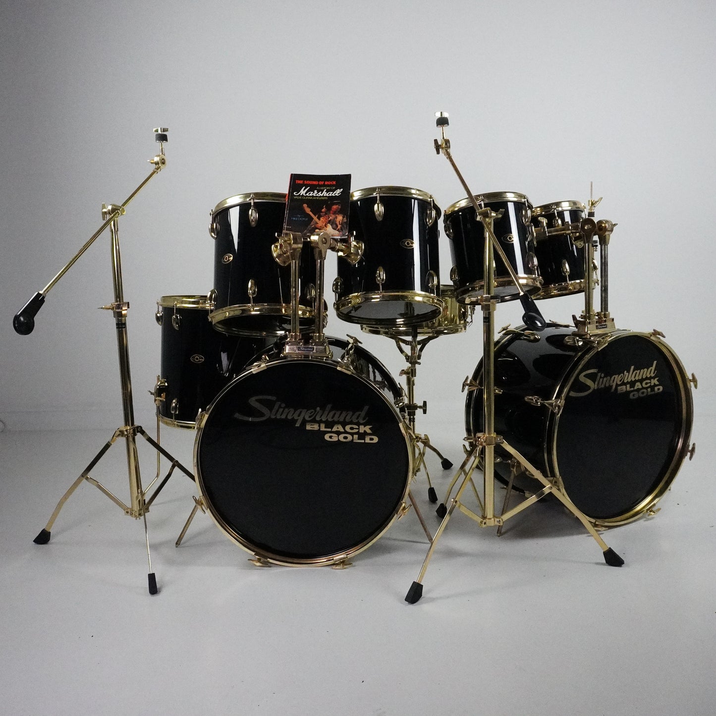 Jim Marshalls 8-teiliges Slingerland-Schlagzeug in Schwarz und Gold