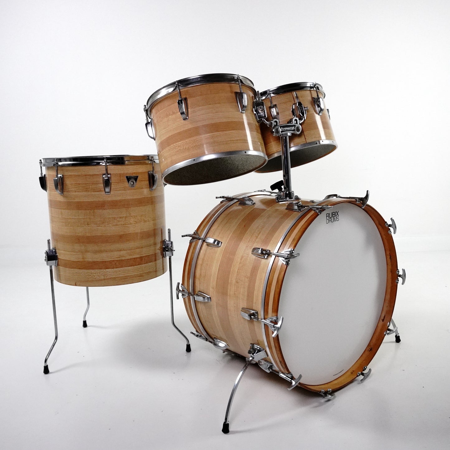 Ludwig 4-Piece Combo in Butcher Block Finish 1980s