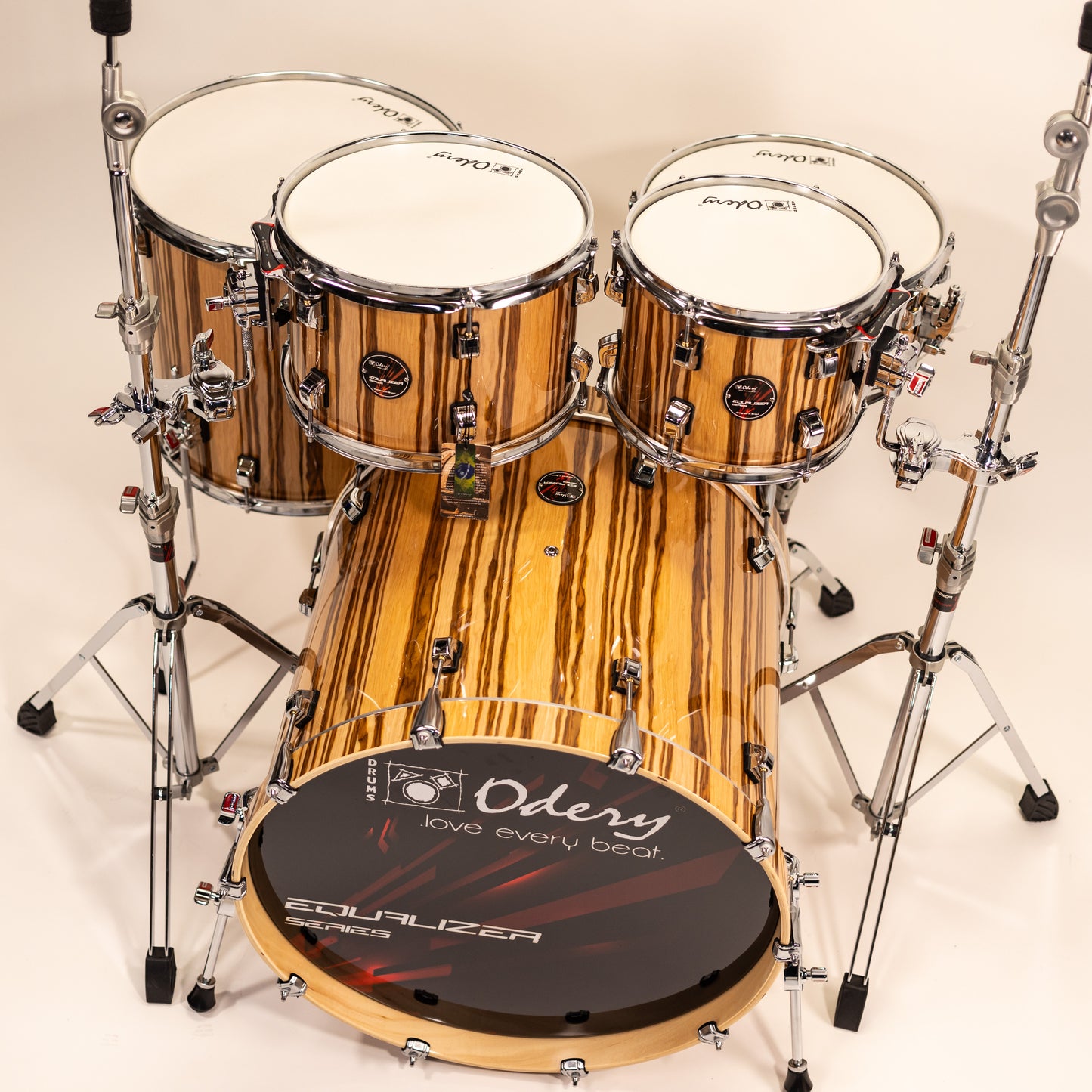 Odery - Equalizer Lacquer Series Drum Kit 22/10/12/14/16 in Pure Natural Trees + Hardware