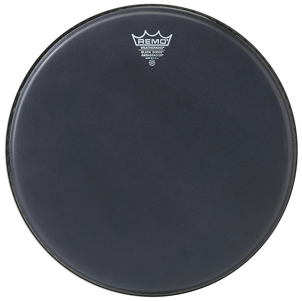 Peau de batterie Remo Ambassador en daim noir - BA-08-ES