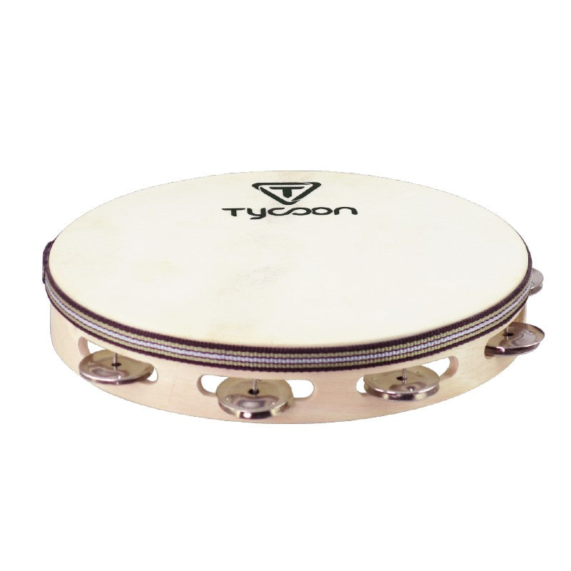 TYCOON SINGLE ROW HEADED WOODEN TAMBOURINE WITH STEEL JINGLES