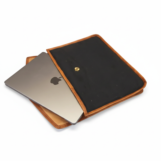 Zyn Canvas/Leather Laptop Sleeve – Sleek. Durable. Timeless.