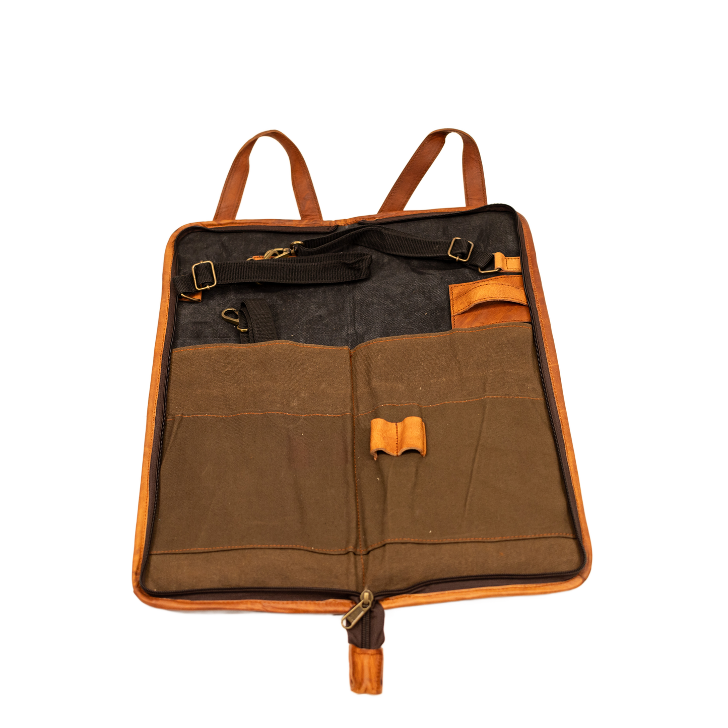 Zyn Luxury Leather Canvas Stick Bag