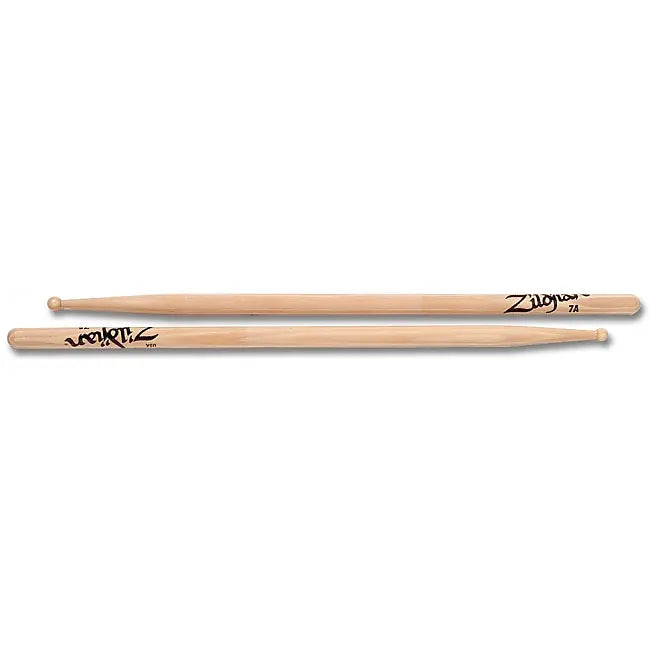 Zildjian 7AWN Hickory Series 7A Wood Tip Drum Sticks