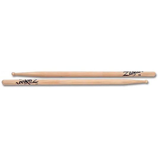 Baguettes de batterie Zildjian 7AWN Hickory Series 7A avec pointe en bois