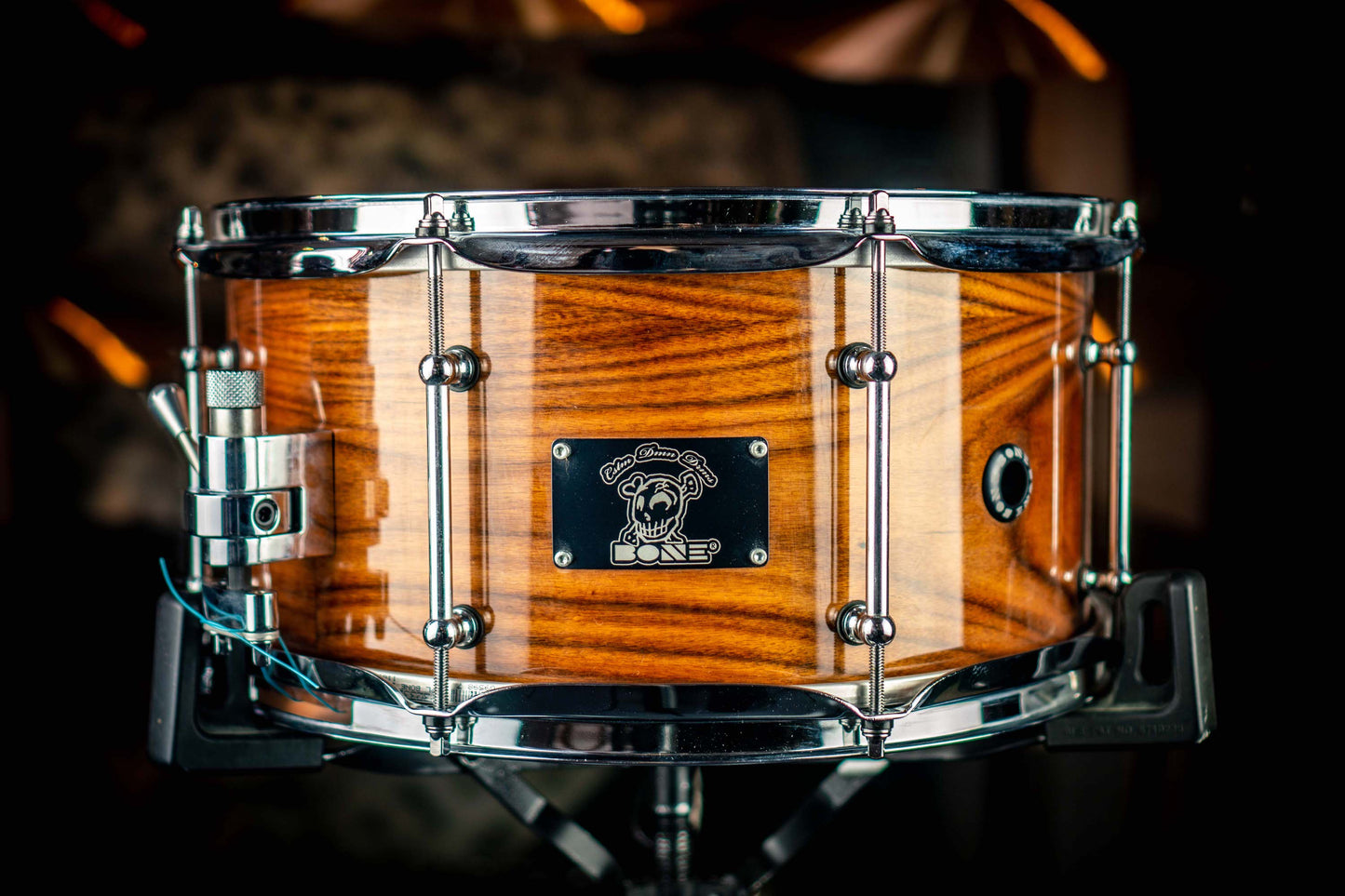 BONE CUSTOM DRUMS - Maple/Rosewood 14" x 6.5" High Gloss Lacquer Snare Drum