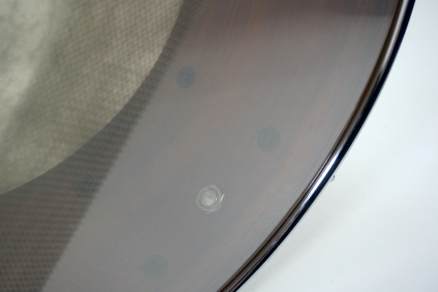 Evetts 14 x 6.5 Tasmanian Blackwood Snare Drum, Wormy Maple with Diamond Inlay