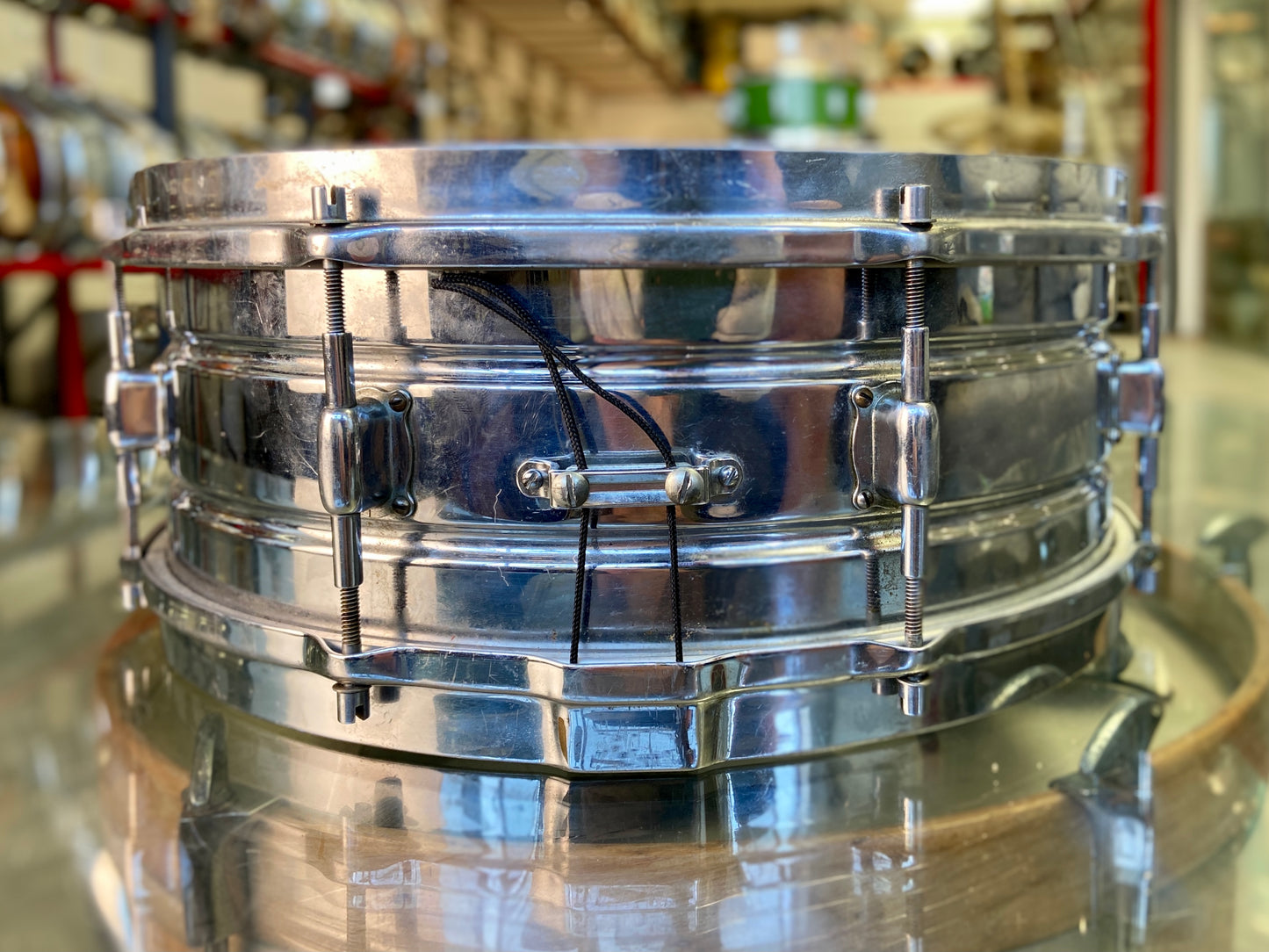 Leedy Elite Professional Model 14" x 5" Nickel Plated Brass Snare Drum - 1920's