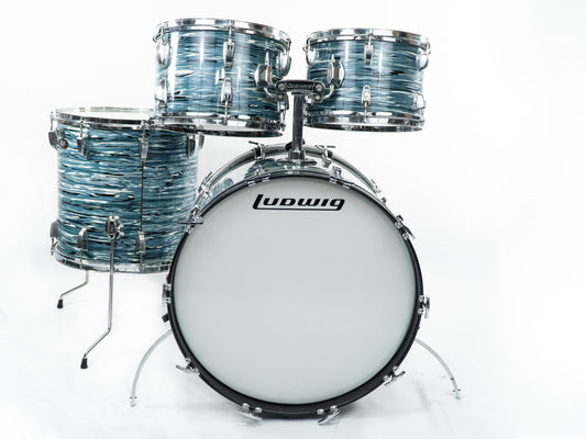 Ludwig 1976 ‘Big Beat / Hollywood’ 4 piece kit in ‘Bowling Ball’ Blue Oyster