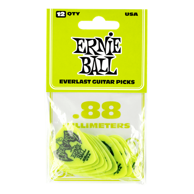 Ernie Ball EVERLAST PICKS 12-PACK GREEN .88MM