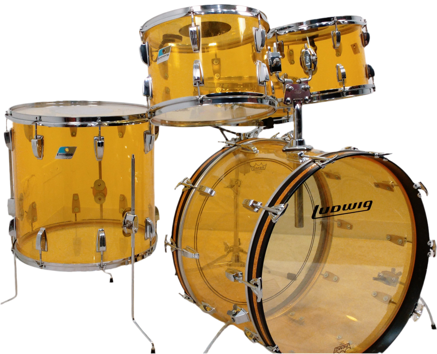 Ludwig Vintage Vistalite Drum Kit in Yellow 1970's 12 13 16 22 14x5.5 - Belonged to The Ludwig Family.