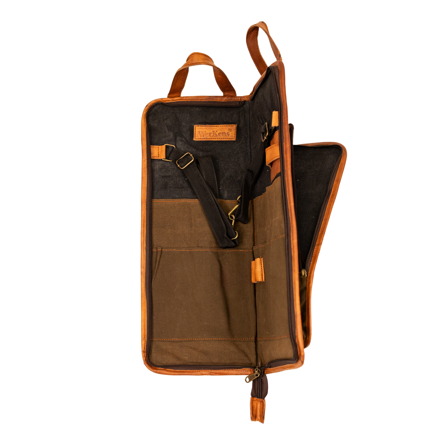 Zyn Luxury Leather Canvas Stick Bag