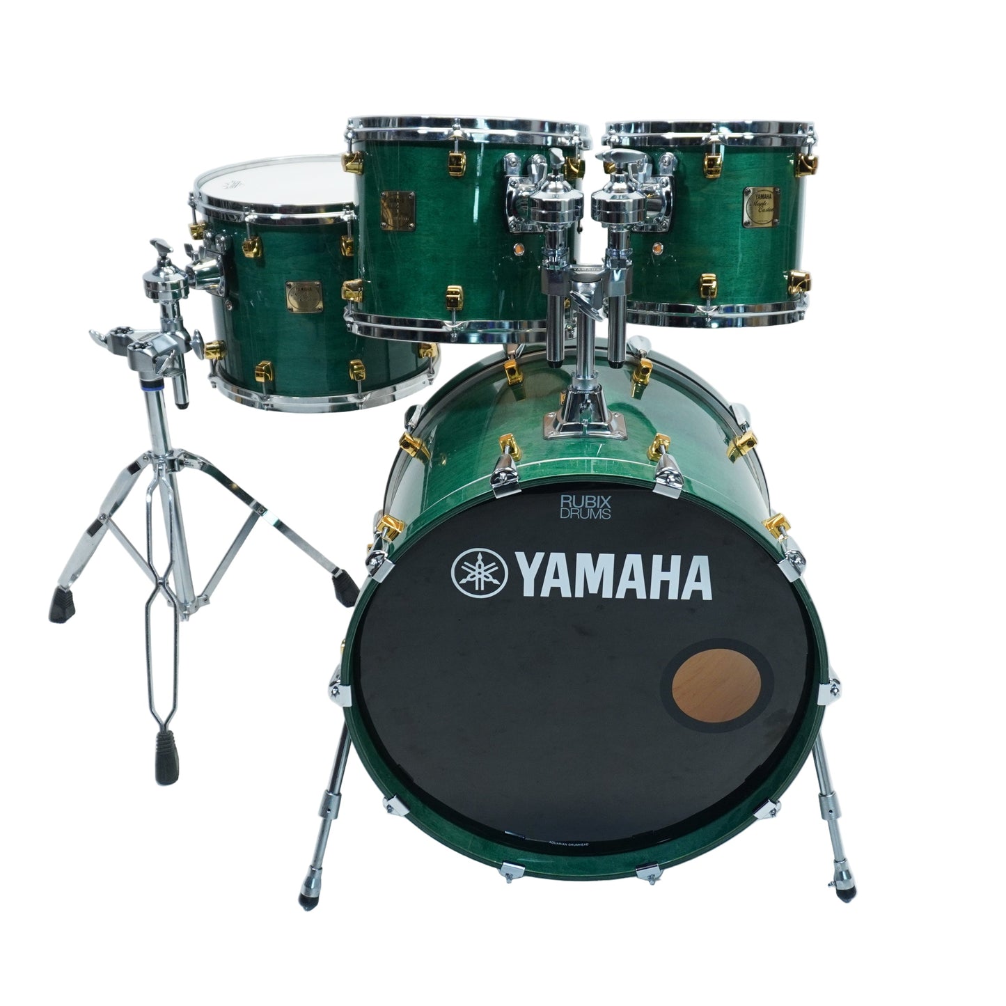Yamaha 4-Piece Maple Custom Drum Kit in Emerald Green 22,10,12,14