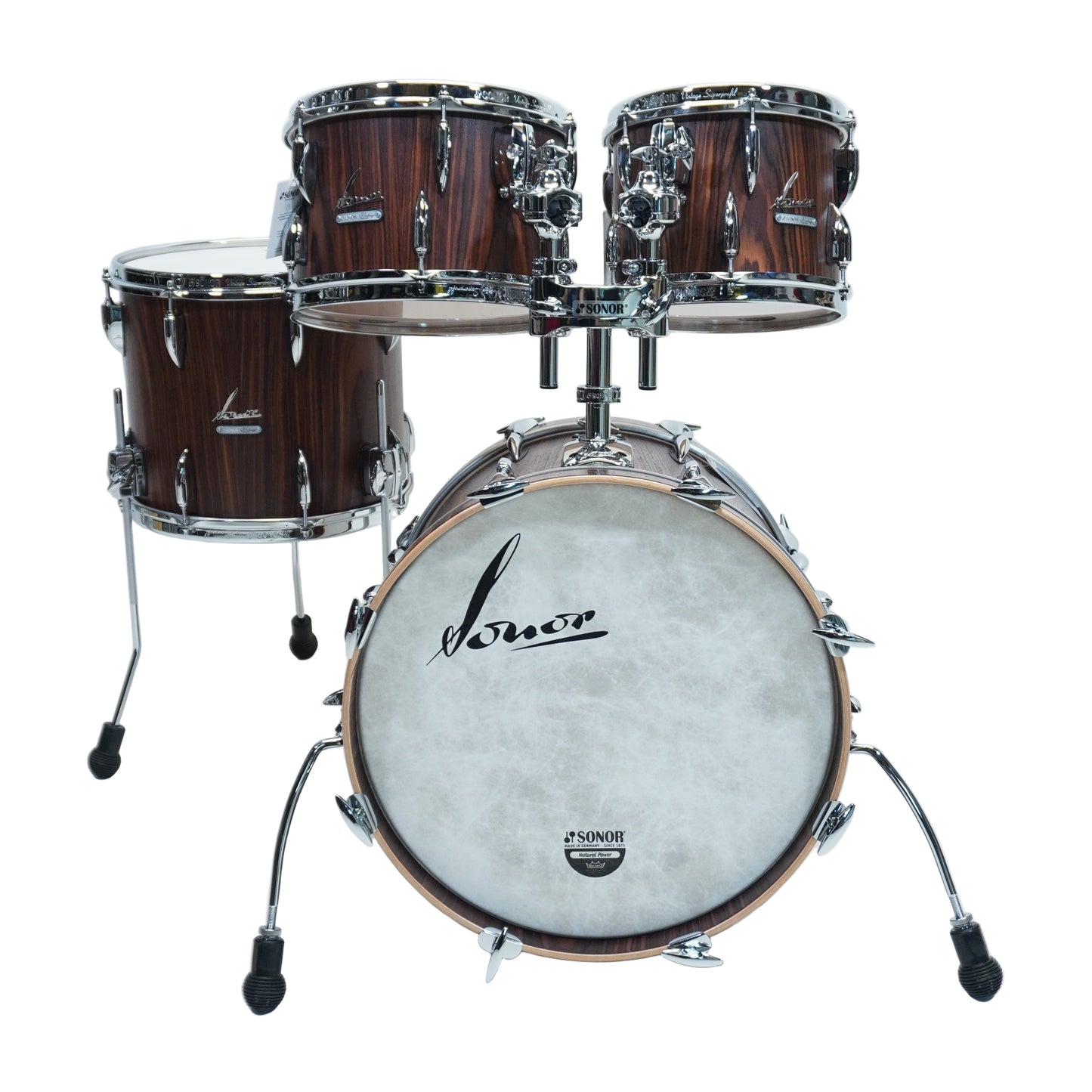 Sonor - Vintage 5 Piece Drum Kit In Rosewood Semi Gloss Finish - 18/10/12/14/14x5.75