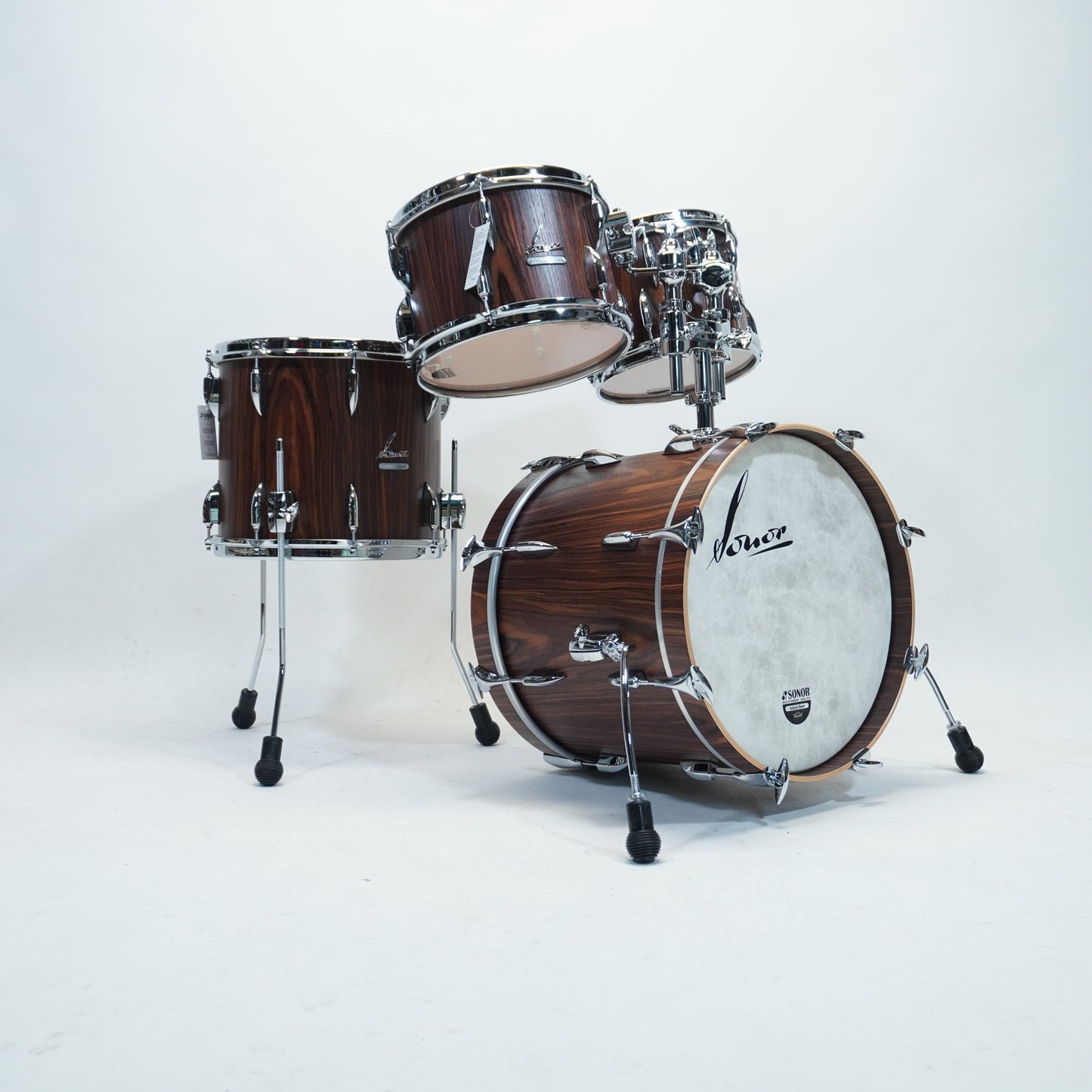 Sonor - Vintage 5 Piece Drum Kit In Rosewood Semi Gloss Finish - 18/10/12/14/14x5.75