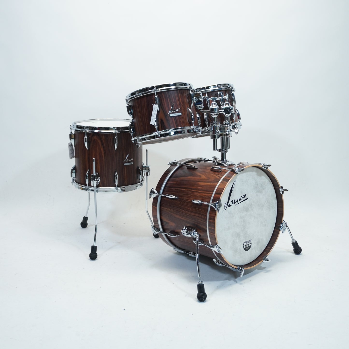 Sonor - Vintage 5 Piece Drum Kit In Rosewood Semi Gloss Finish - 18/10/12/14/14x5.75