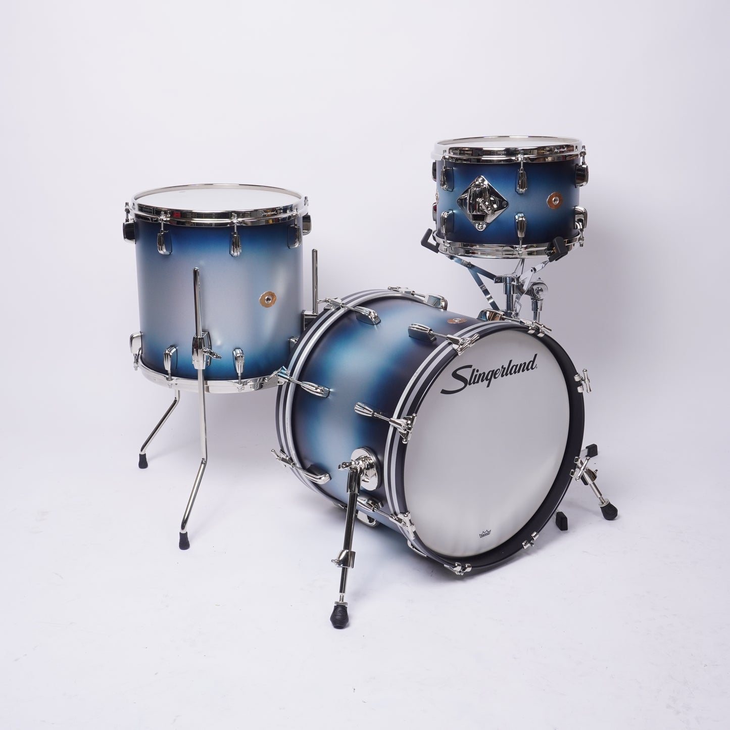 Slingerland 18" Radio King 3pc Kit BDP BLUE & SILVER LACQUER  SPRAY