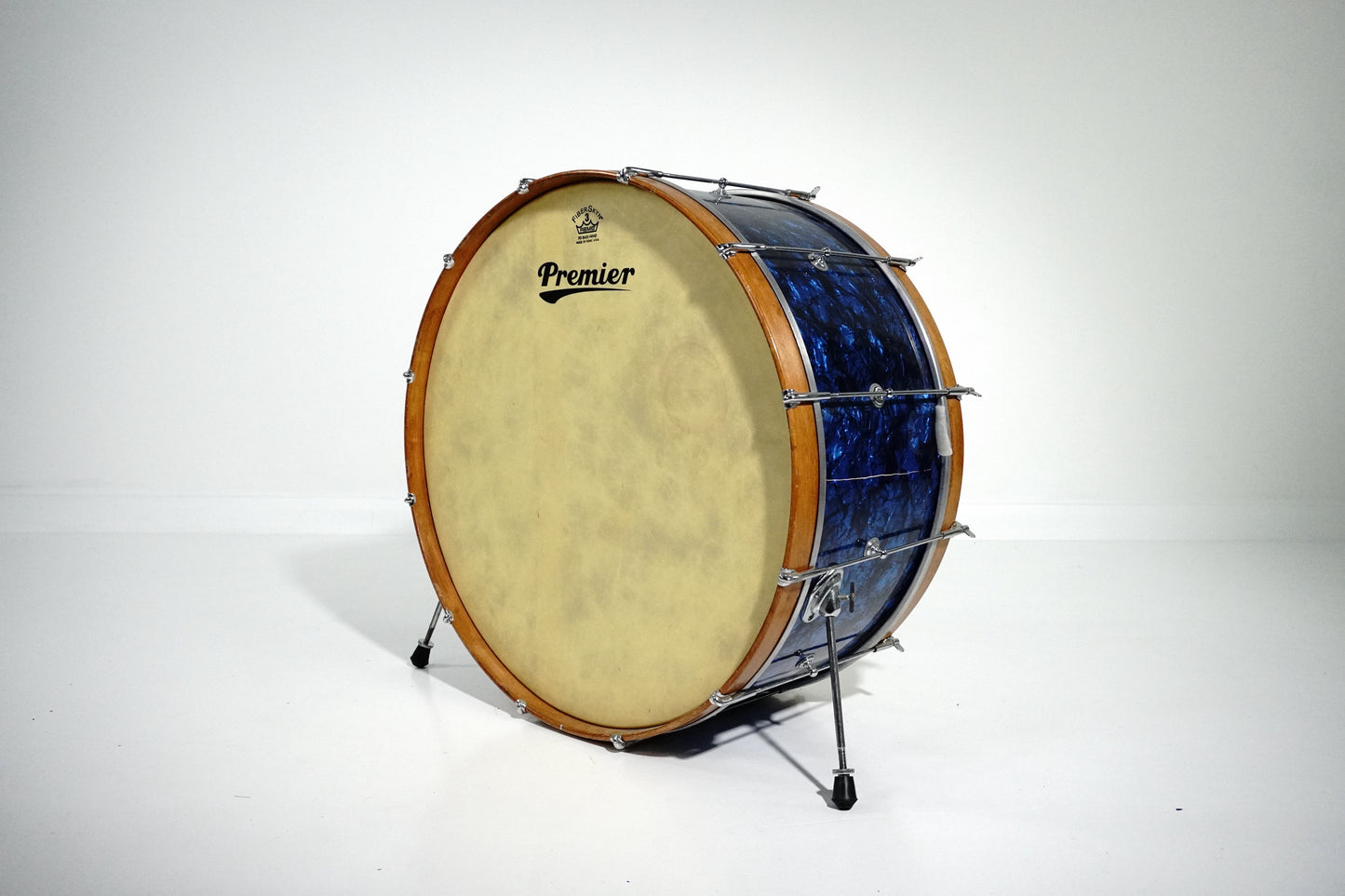 Vintage 1930s Premier 28×12 Marching Bass Drum in Blue Pearl