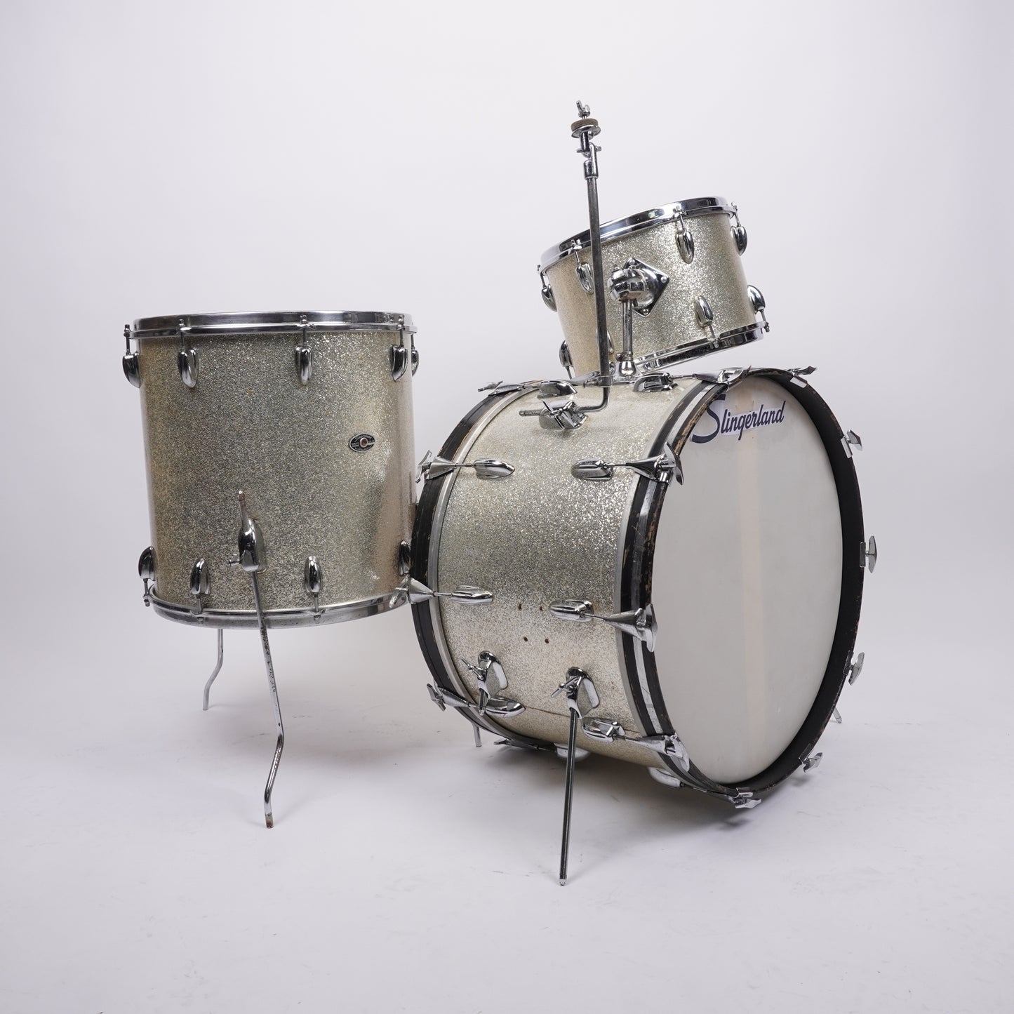 Slingerland Late 60’s Gene Krupa Outfit (3-Piece) in Sparkling Silver 22x14, 13x9, 16x16