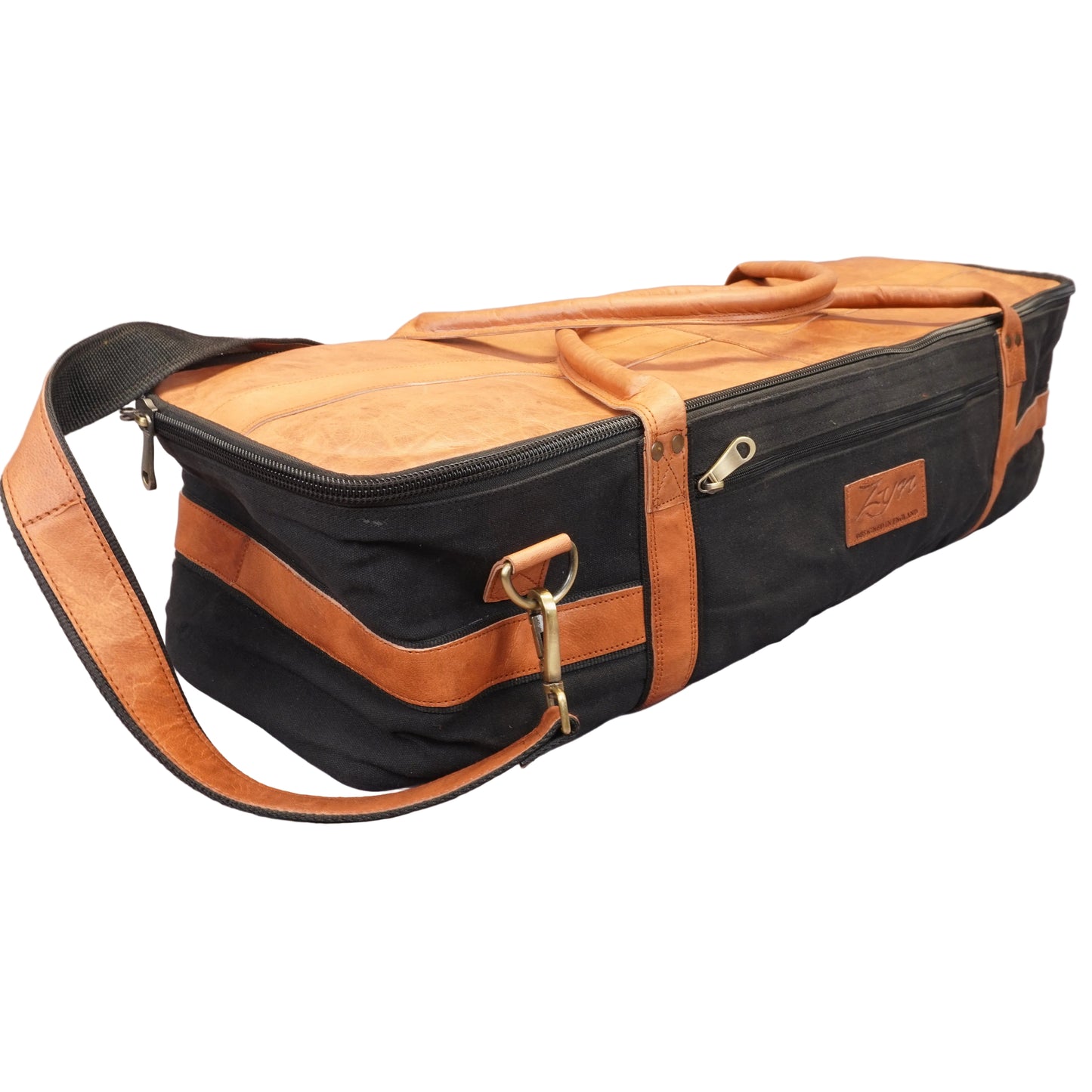 ZYN Luxus-Tasche aus Canvas und Leder mit Metallbeschlägen - Schwarz