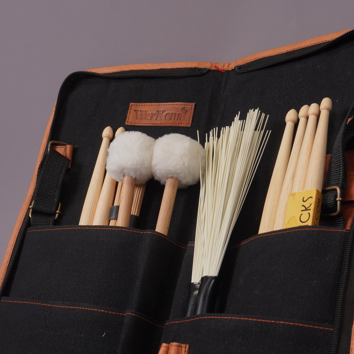 Zyn Luxury Leather Canvas Stick Bag