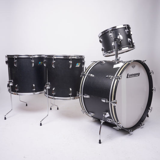 LUDWIG CLASSIC ROCK 4-PIECE DRUM KIT IN MATT BLACK WRAP 24/13/16/18