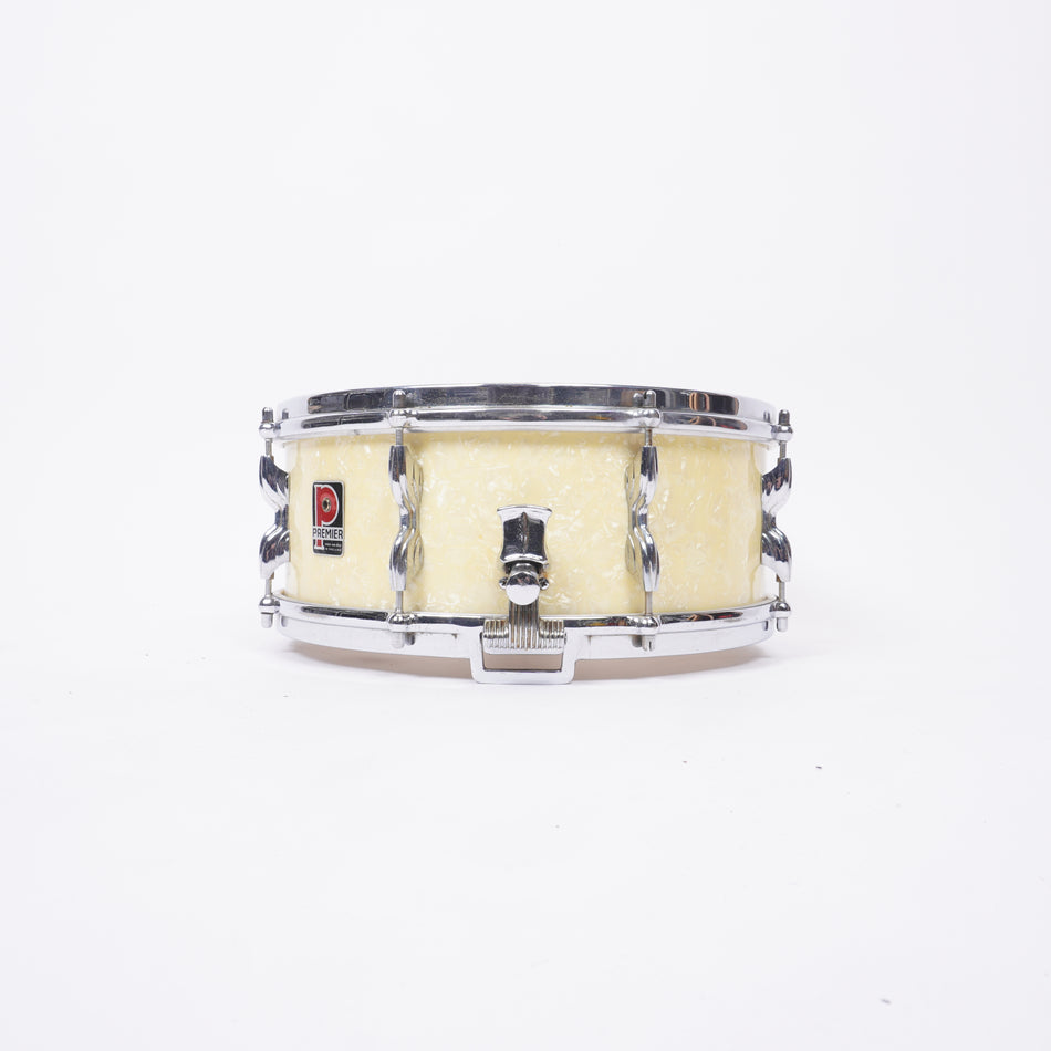 Premier Royal Ace 14x5.5 Snare Drum 1960s - White Marine Pearl - RARE Beech Shell - Collector Grade