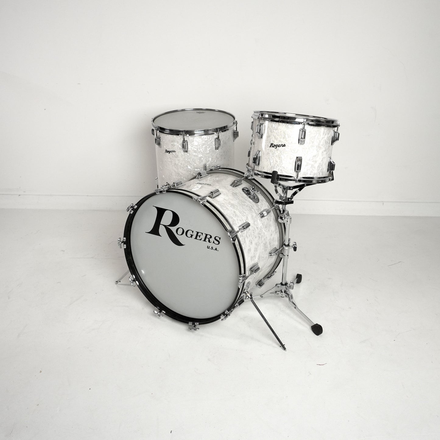 Rogers 3-piece ‘Script’ Badge Shell Pack in White Marine Pearl