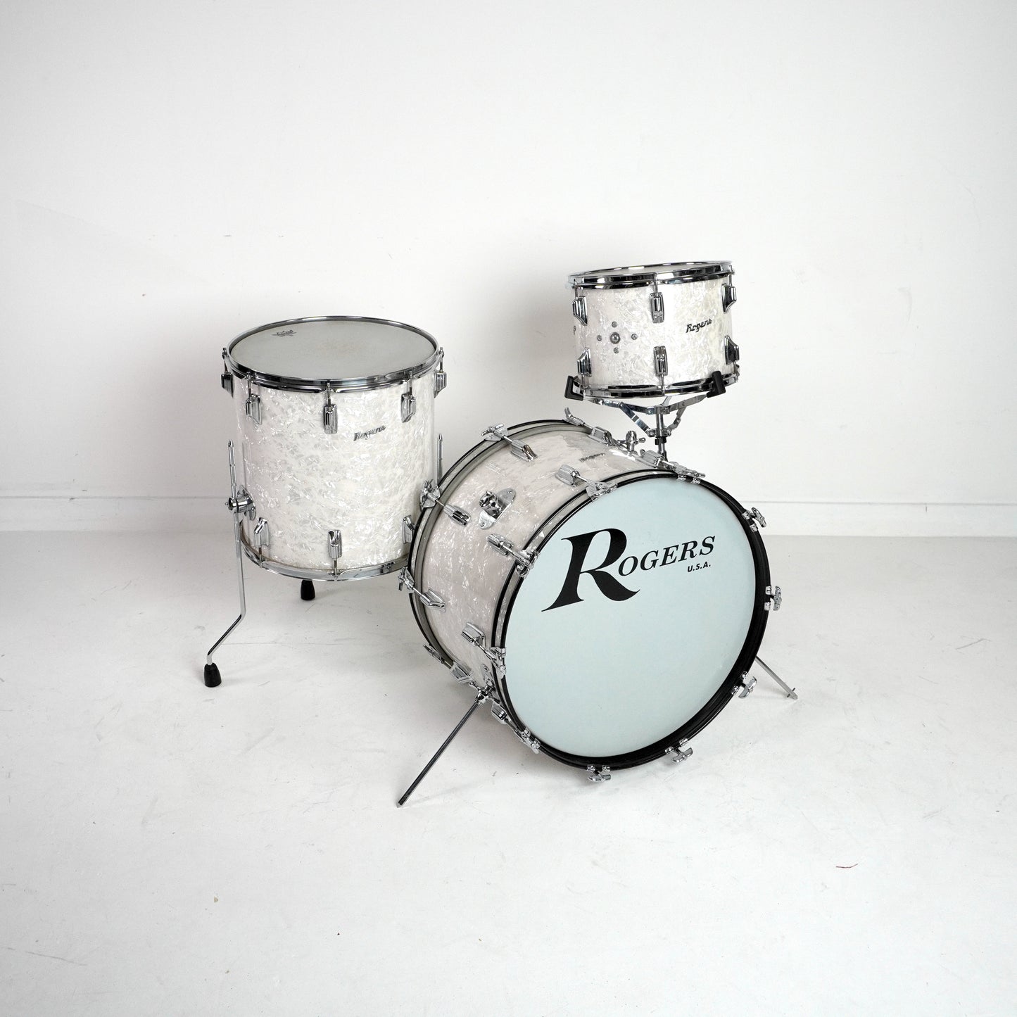 Rogers 3-piece ‘Script’ Badge Shell Pack in White Marine Pearl