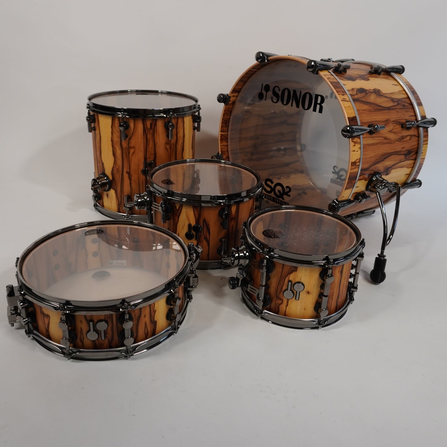 Sonor SQ2 20" Beech Thin Drum Kit, African Marble With Black Chrome Hardware