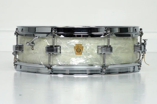 Ludwig 14” x 4” Down Beat Snare Drum in White Marine Pearl 1965