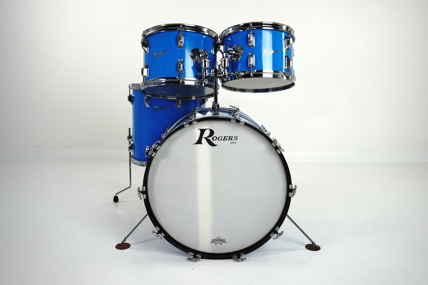 Vintage Rogers Londoner 4-Piece Drum Kit in Pacific Blue 22,12,13,16