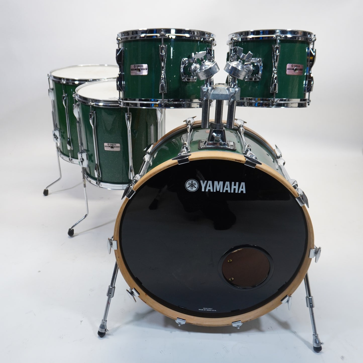 YAMAHA RECORDING CUSTOM Drum Kit - In Green Sparkle (Custom Paintjob)  - 22/10/12/14/16