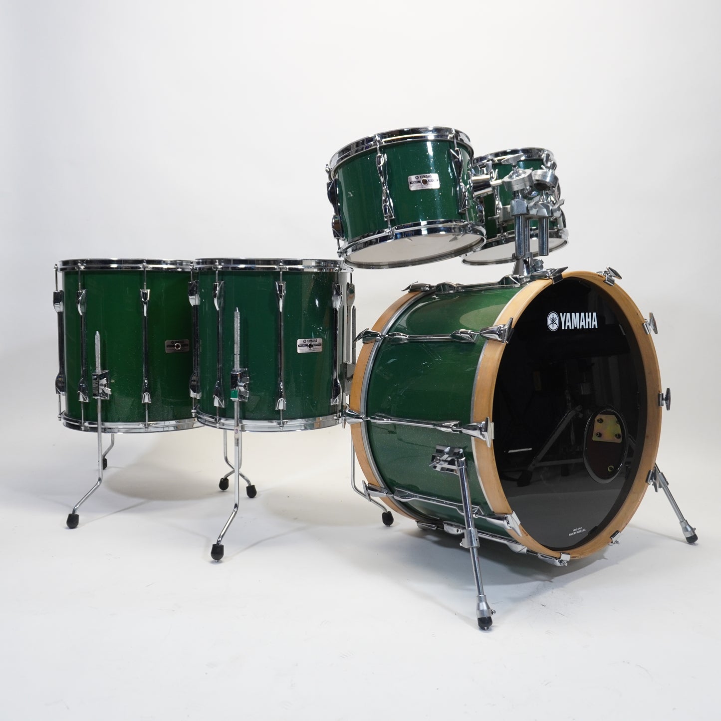 YAMAHA RECORDING CUSTOM Drum Kit - In Green Sparkle (Custom Paintjob)  - 22/10/12/14/16