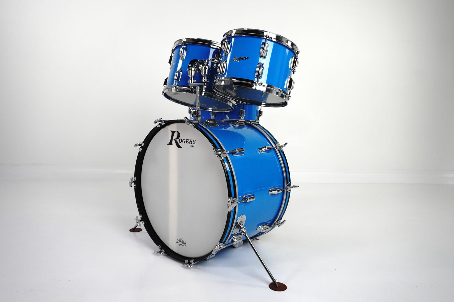 Vintage Rogers Londoner 4-Piece Drum Kit in Pacific Blue 22,12,13,16